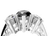White gold Fancy Black Marquise Cut Diamond Three-Stone Ring with Prong Setting and Textured Band_16