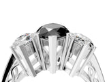 White gold Fancy Black Marquise Cut Diamond Three-Stone Ring with Prong Setting and Textured Band_22