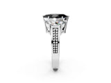White gold Fancy Black Marquise Cut Diamond Three-Stone Ring with Prong Setting and Textured Band_38