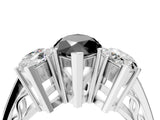 White gold Fancy Black Marquise Cut Diamond Three-Stone Ring with Prong Setting and Textured Band_40