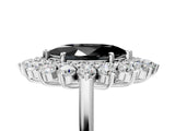 White gold Fancy Black Marquise Cut Halo Cluster Diamond Ring with Pave Band and Four-Prong Setting_17