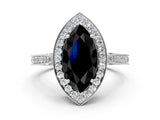 White gold Fancy Black Marquise Cut Halo Diamond Engagement Ring with Split Shank Band and Four-Prong Setting_12