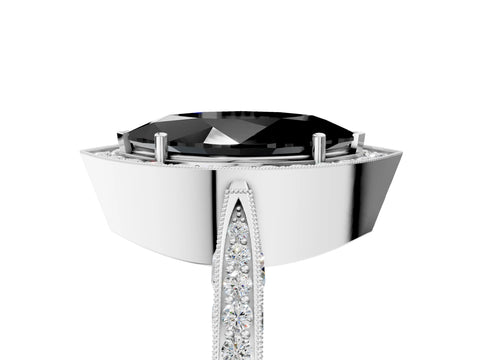 White gold Fancy Black Marquise Cut Halo Diamond Engagement Ring with Split Shank Band and Four-Prong Setting_17