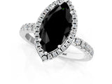 White gold Fancy Black Marquise Cut Halo Diamond Pave Band with Prong Setting_13
