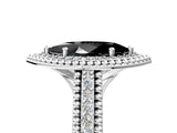 White gold Fancy Black Marquise Cut Halo Diamond Ring with Beaded Split Shank and Four-Prong Setting_5