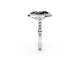 White gold Fancy Black Marquise Cut Halo Diamond Ring with Pavé Band and Three-Prong Setting_14