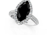 White gold Fancy Black Marquise Cut Halo Diamond Ring with Pavé Band_13