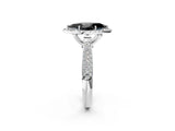 White gold Fancy Black Marquise Cut Halo Diamond Ring with Pavé Band_14