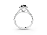 White gold Fancy Black Marquise Cut Halo Diamond Ring with Pavé Band_15