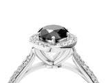White gold Fancy Black Marquise Cut Halo Diamond Ring with Pavé Band_16