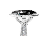 White gold Fancy Black Marquise Cut Halo Diamond Ring with Pavé Band_17