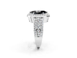 White gold Fancy Black Marquise Cut Halo Diamond Ring with Round  Split Shank and Prong Setting_50