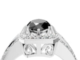 White gold Fancy Black Marquise Cut Halo Diamond Ring with Round  Split Shank and Prong Setting_52