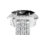 White gold Fancy Black Marquise Cut Halo Diamond Ring with Round  Split Shank and Prong Setting_53