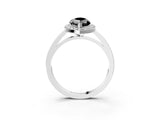 White gold Fancy Black Marquise Cut Halo Diamond Ring with Solitaire Band and Prong Setting_3