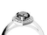 White gold Fancy Black Marquise Cut Halo Diamond Ring with Solitaire Band and Prong Setting_4