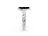White gold Fancy Black Marquise Cut Halo Diamond Solitaire with Filigree Band and Four-Prong Setting_2