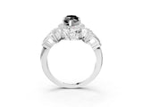 White gold Fancy Black Marquise Cut Halo Diamond Split Shank Engagement Ring with Four-Prong Setting_3