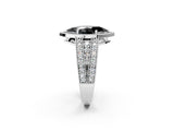 White gold Fancy Black Marquise Cut Halo Diamond Split Shank Ring with Prong Setting_2