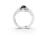 White gold Fancy Black Marquise Cut Halo Diamond Split Shank Ring with Prong Setting_3