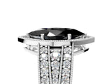White gold Fancy Black Marquise Cut Halo Diamond Split Shank Ring with Prong Setting_5