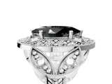 White gold Fancy Black Marquise Cut Halo Milgrain Diamond Engagement Ring with Leaf Band and Four-Prong Setting_5