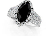 White gold Fancy Black Marquise Cut Halo Pavé Diamond Engagement Ring with Split Shank and Four-Prong Setting_4