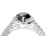 White gold Fancy Black Marquise Cut Halo Pavé Diamond Engagement Ring with Split Shank and Four-Prong Setting_7