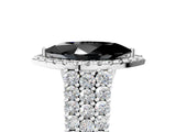 White gold Fancy Black Marquise Cut Halo Pavé Diamond Engagement Ring with Split Shank and Four-Prong Setting_8