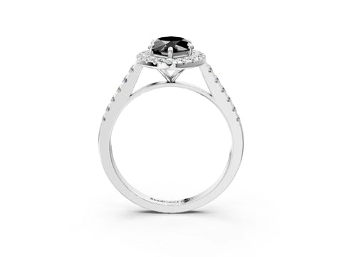White gold Fancy Black Marquise Cut Halo Pave Diamond Engagement Ring with Four-Prong Setting_15