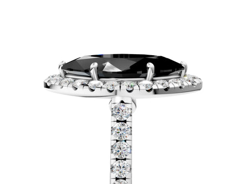 White gold Fancy Black Marquise Cut Halo Pave Diamond Engagement Ring with Four-Prong Setting_17