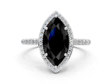 White gold Fancy Black Marquise Cut Halo Round Diamond Pavé Band with Four-Prong Setting_15