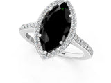 White gold Fancy Black Marquise Cut Halo Round Diamond Pavé Band with Four-Prong Setting_16