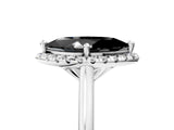 White gold Fancy Black Marquise Cut Halo Round Diamond Solitaire Engagement Ring with Pave Band and Four-Prong Setting_17