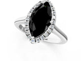 White gold Fancy Black Marquise Cut Halo Round Diamond Solitaire Engagement Ring with Pave Band and Four-Prong Setting_25