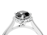 White gold Fancy Black Marquise Cut Halo Round Diamond Solitaire Engagement Ring with Pave Band and Four-Prong Setting_28