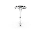 White gold Fancy Black Marquise Cut Halo Round Diamond Solitaire Ring with Pavé Band and Four-Prong Setting_2