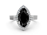 White gold Fancy Black Marquise Cut Halo Round Diamond Twist Band with Four-Prong Setting_24