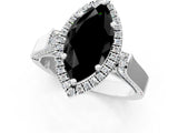 White gold Fancy Black Marquise Cut Halo Round Diamond Twist Band with Four-Prong Setting_25
