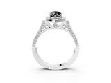White gold Fancy Black Marquise Cut Halo Round Diamond Twist Band with Four-Prong Setting_27
