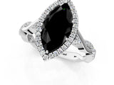 White gold Fancy Black Marquise Cut Halo Twist Band with Four-Prong Setting_85