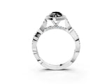 White gold Fancy Black Marquise Cut Halo Twist Band with Four-Prong Setting_87