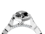 White gold Fancy Black Marquise Cut Halo Twist Band with Four-Prong Setting_88
