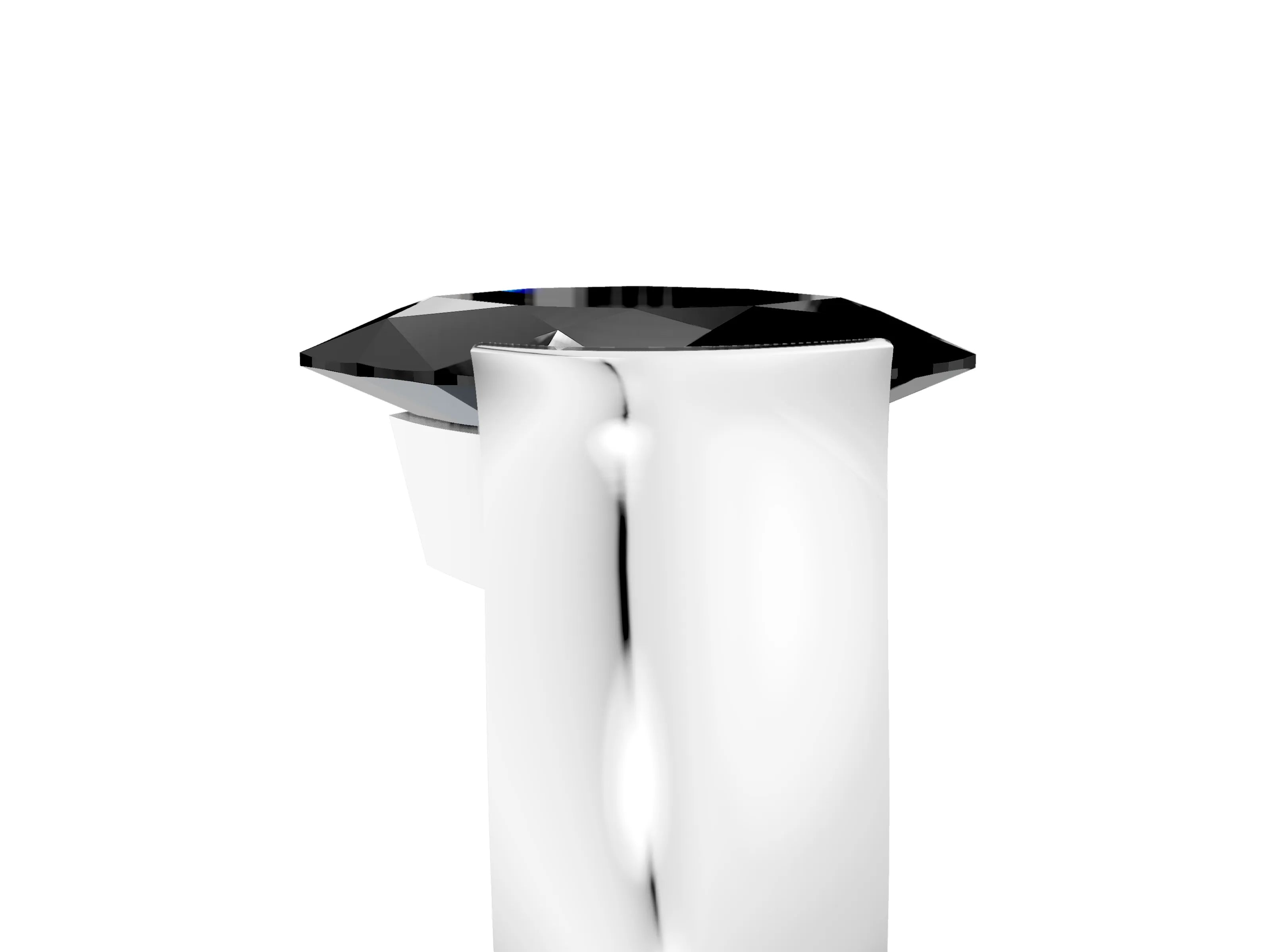 White gold Fancy Black Marquise Cut Solitaire Bezel Set Diamond Ring with Wide Band_17