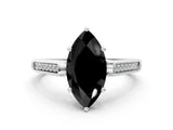 White gold Fancy Black Marquise Cut Solitaire Cathedral Diamond Engagement Ring with Channel-Set Band and Four-Prong Setting_15