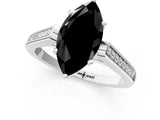 White gold Fancy Black Marquise Cut Solitaire Cathedral Diamond Engagement Ring with Channel-Set Band and Four-Prong Setting_16