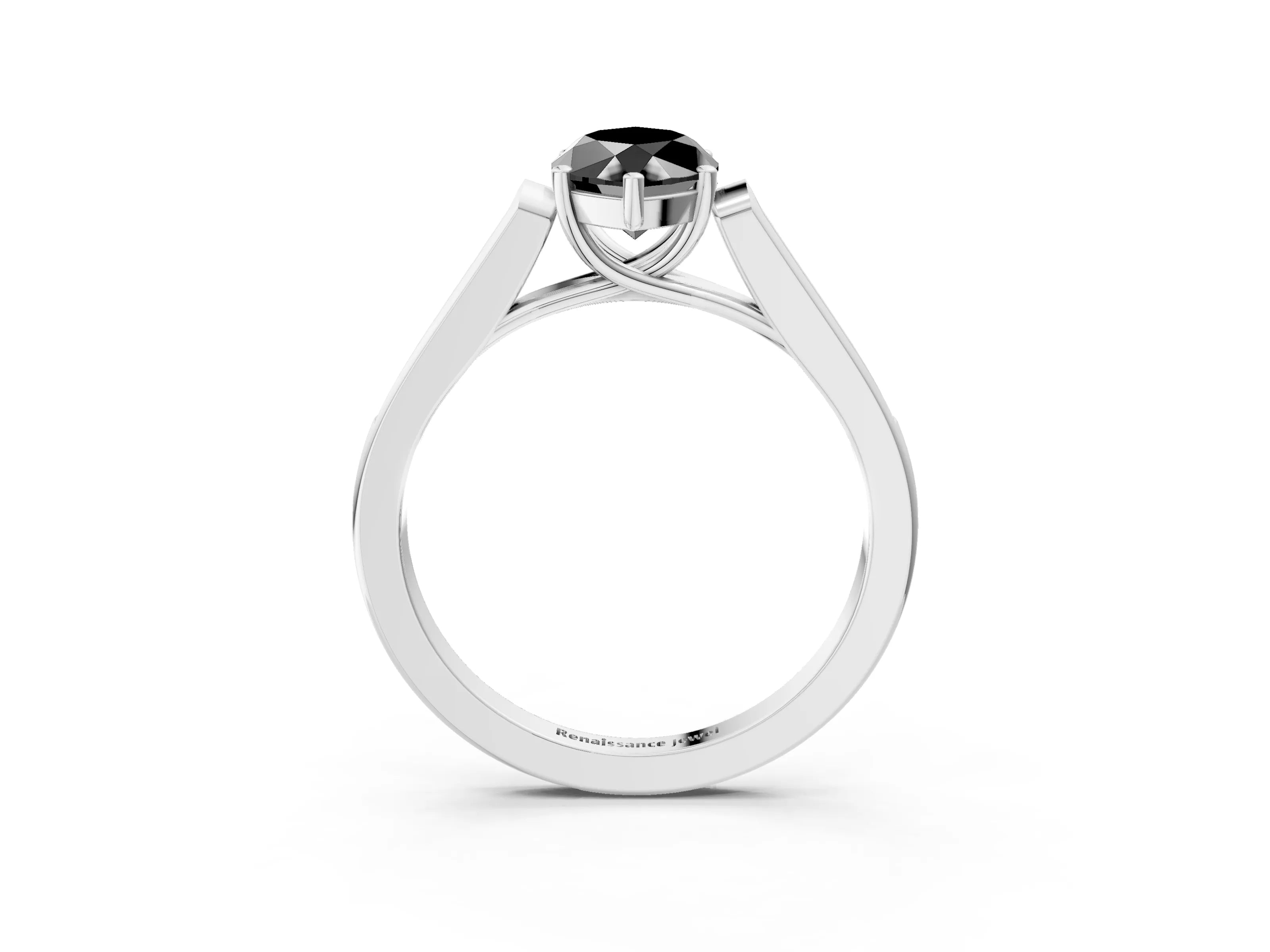White gold Fancy Black Marquise Cut Solitaire Cathedral Diamond Engagement Ring with Channel-Set Band and Four-Prong Setting_18