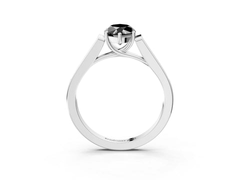 White gold Fancy Black Marquise Cut Solitaire Cathedral Diamond Engagement Ring with Channel-Set Band and Four-Prong Setting_6