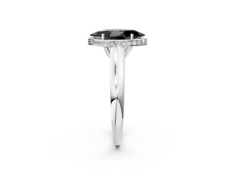 White gold Fancy Black Marquise Cut Solitaire Diamond Engagement Ring with Four-Prong Setting and Tapered Band_14