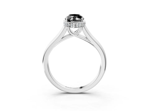 White gold Fancy Black Marquise Cut Solitaire Diamond Engagement Ring with Four-Prong Setting and Tapered Band_15